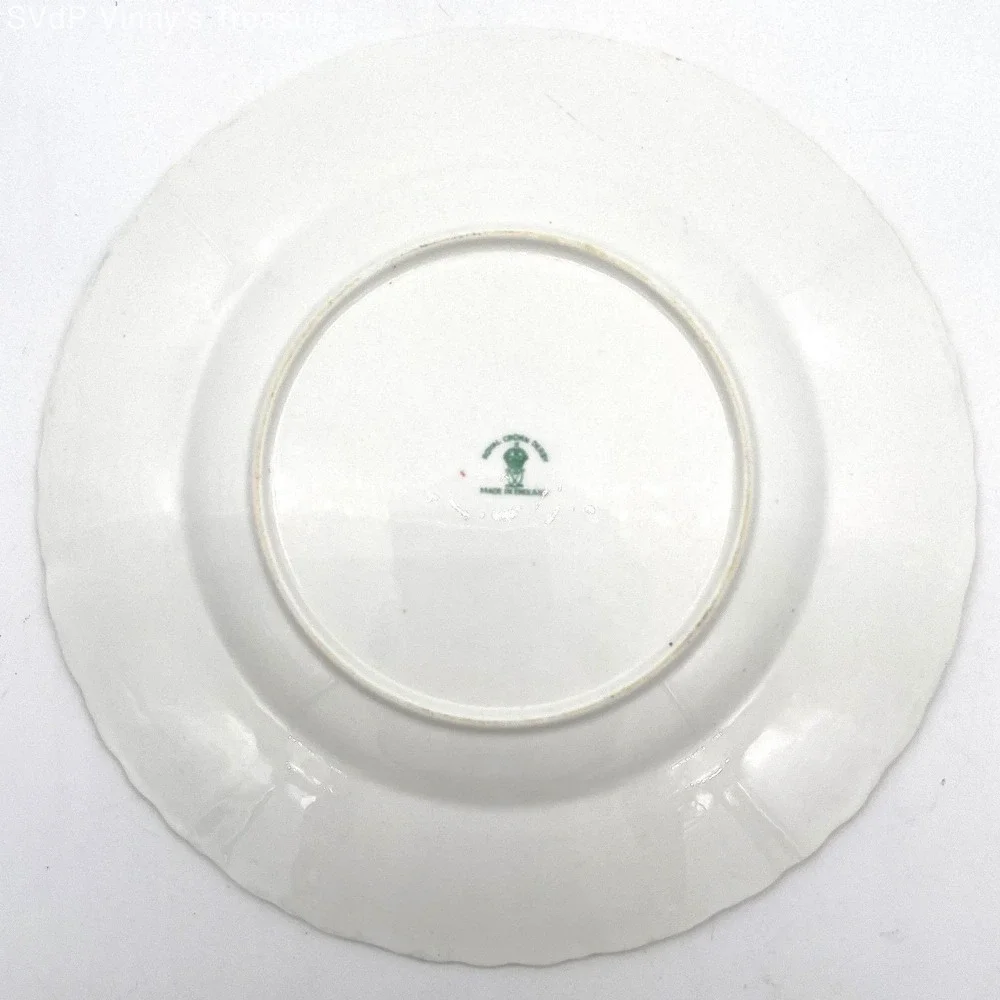 Royal Crown Derby E. Ellis Hand Painted Floral Cabinet Plates Set 2 Green Gilt